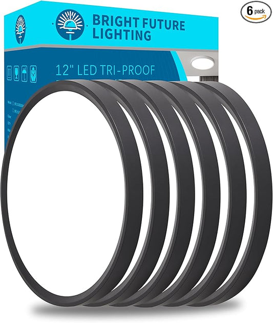 6pack 12 Inch Flush Mount Ceiling Light, 24w Led Ceiling Light, 3000k/4000k/6000k Selectable 2520lm Ceiling Lights, Super Slim Led Light Fixture For Bedroom Kitchen Living Dining Room Office (Black)