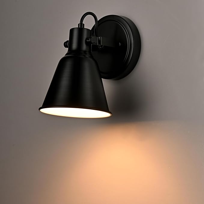 DIRYZON EUL 1-Light Adjustable Industrial Ceiling Spot Light with Adjustable Head, Matte Black Semi Flush Mount Fixture for Indoor Bedroom, Hallway, Kitchen Lighting