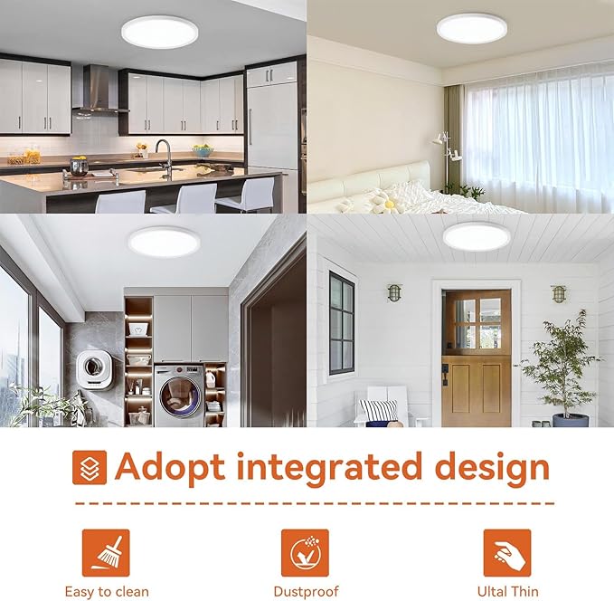 TALOYA 2 Pack of White 10 Inch Ceiling Mount LED Light Fixture, 5-in-1 CCT Selectable, 2000lw 20W Super Bright Round Ultra Slim Surface Mounted Lamp for Basement Foyer Hallway Kitchen