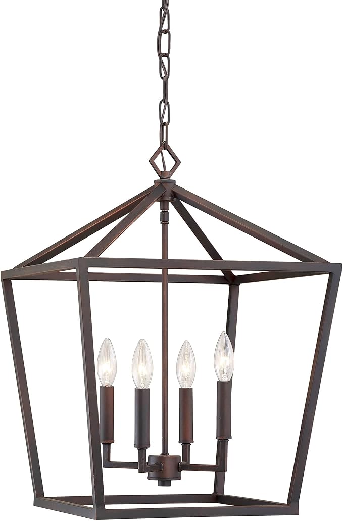 ML Lighting 3244-RBZ Four Light Pendant, Bronze/Dark
