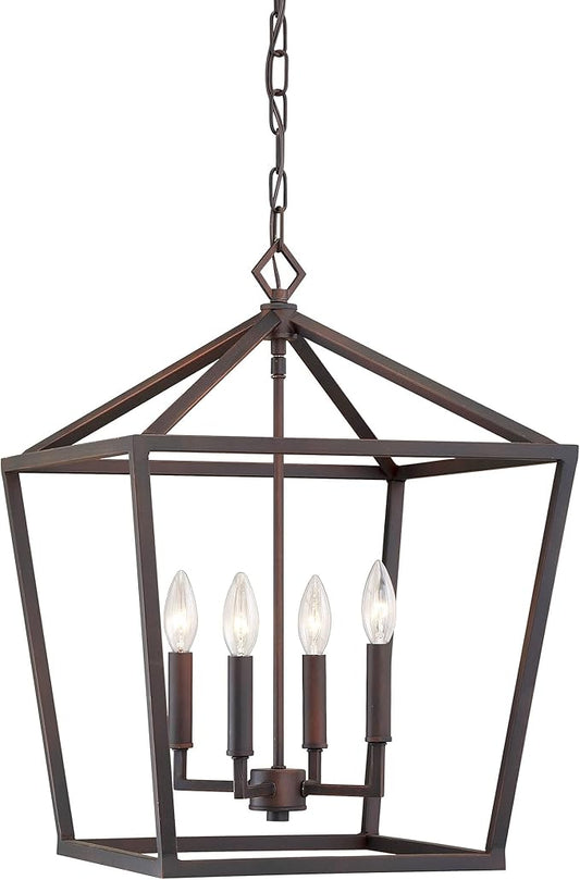 ML Lighting 3244-RBZ Four Light Pendant, Bronze/Dark