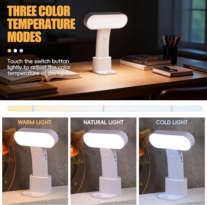 oneleaf EU AAA Grade Eye-Caring Desk Lamp, Stand 2-in-1 Dimmable LED Light (Oval) (Oval)