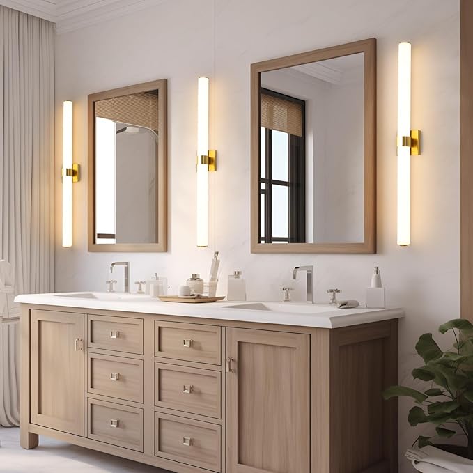 AIJIASI Bathroom Light Fixtures - 39 Inch Gold Bathroom Lights Over Mirror LED Vanity Light with Acrylic Shade, 36W Modern Vanity Lighting Fixtures for Mirror Living Room Gallery 3000K