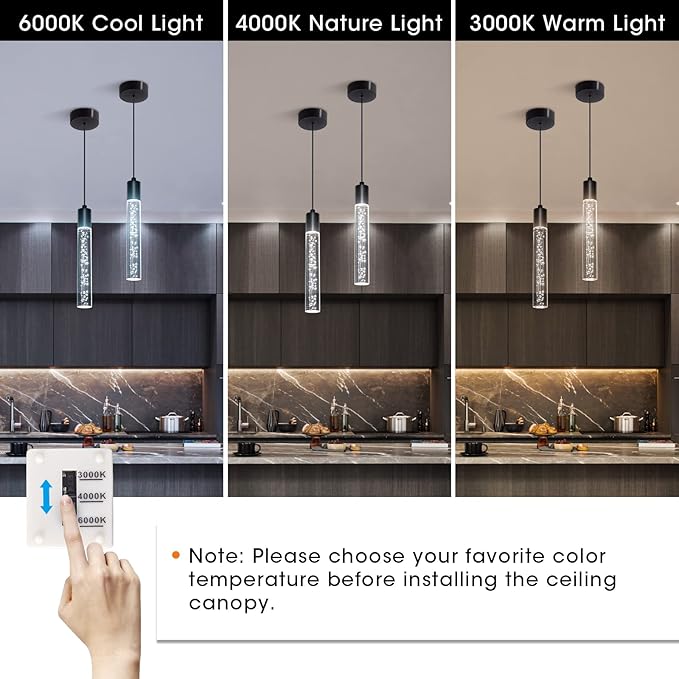 3 Pack Mini Pendent Spot Lights, Black Pendant Lights Modern LED Kitchen Island Light, Unique Bubble Pendant Light Pendant Lighting for Kitchen Island Dining Room, Bedroom, Bar