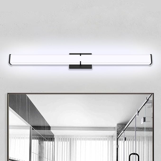 Bathroom Light Fixtures: 40 Inch ETL Certified LED Bathroom Vanity Light 5000K Cool White 40W 3600LM - Modern Black Vanity Light Dimmable with Clear Shade - Bathroom Lighting Fixtures Over Mirror