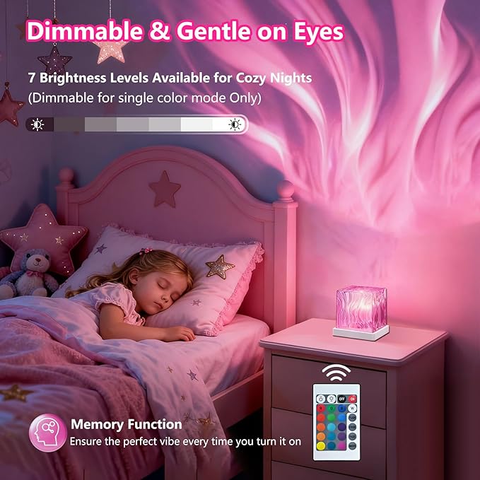 HUMIIEYE Northern Lights Projector, Cube Aurora Galaxy Projector with Remote, 16 Color Mood Lighting Dimmable Ocean Light, Memory Function, Trendy Cute Stuff for Teen Girls Gifts Bedroom Room