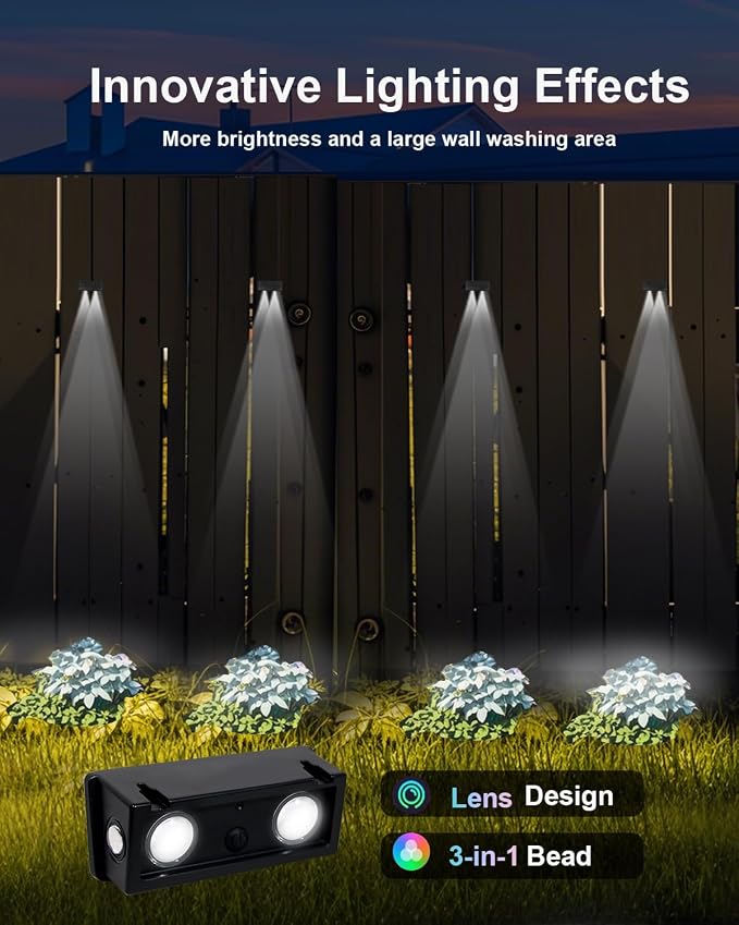 Solar Fence Lights Outdoor Waterproof LED Spot Lights, Cool White, Easy Install, Enhanced Security, for Step, Wall, Deck, Patio, Yard, Stair, Walkway, Garden, Garage, Rail, Pool, 16 Pack