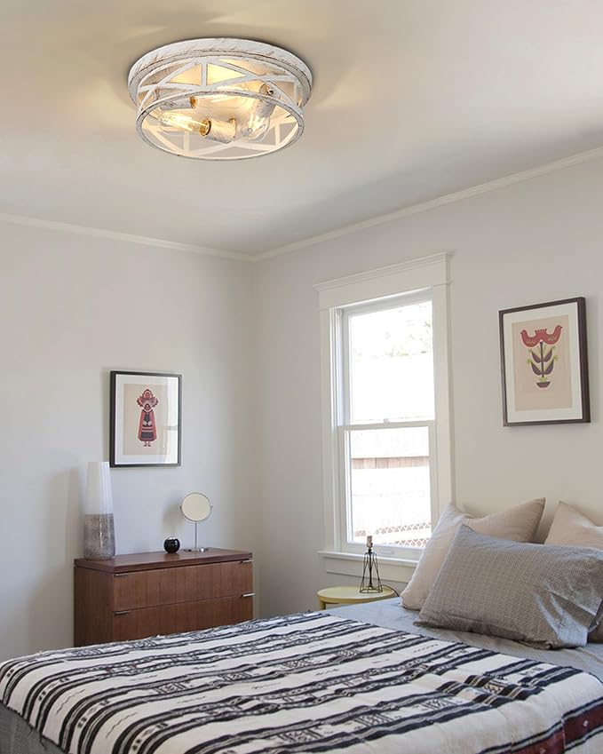 13 inch White and Gold Flush Mount Ceiling Light Fixtures,3-Light Modern Hallway Light Fixtures Ceiling, White and Gold Light Fixture Ceiling Mount for Farmhouse,Kitchen, Bedroom 1Pack