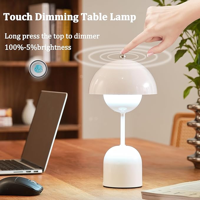 Modern Design Donut Table Lamp, LED Bedside Desk Lamp with Durable Shade, Rotomolded Small 3-Color Dimmable Nightstand Lamps (Not Glass) (Snow White)