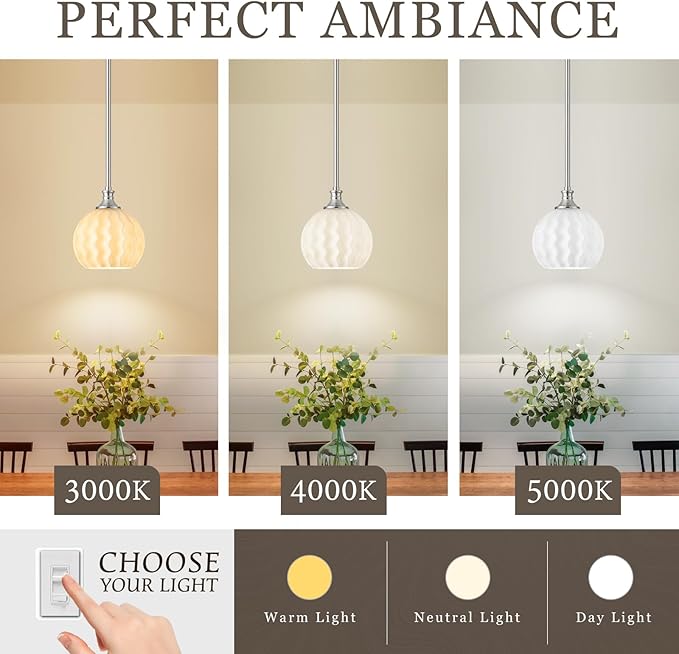 Brushed Nickel Pendant Lights Kitchen Island 2 Pack, 7.3" Modern Farmhouse Milk Glass Globe Light Fixtures with Adjustable Rods, Hanging Ceiling Lighting for Sink, Hallway (E26 Base)