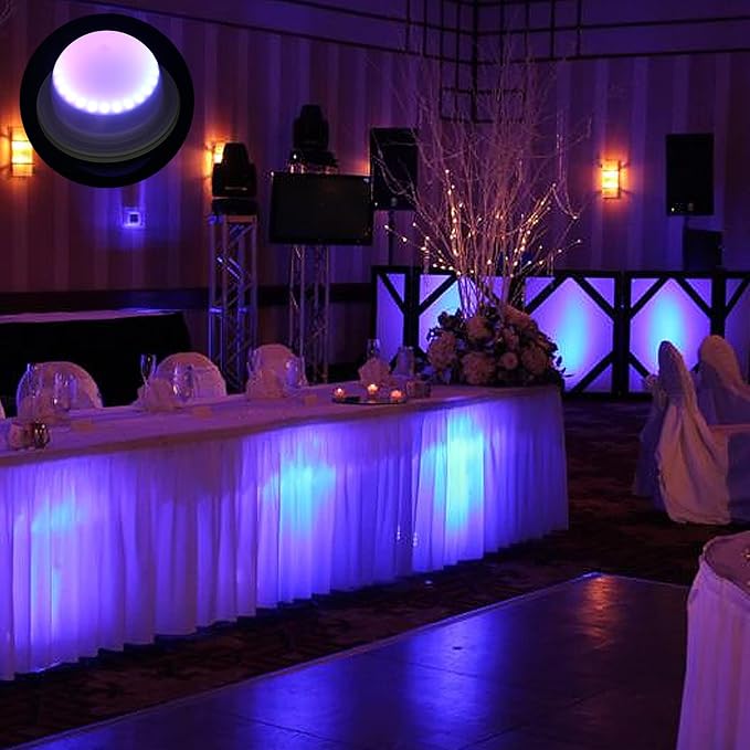 4 Pack LED Under Table Lights for Parties - RGB Event Lighting for Weddings Floor, Remote Control Uplighting for Cocktail Table, Coffee Table, Reception, Furniture