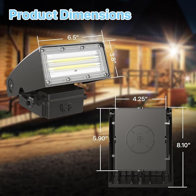 HYPERLITE LED Wall Pack Light: 40W 3000K Wall Pack Lights Outdoor with Dusk to Dawn Photocell, 5200lm ETL Listed Adjustable Full Cut Off Wall Packs for Porch Yard Barn Warehouse Garage
