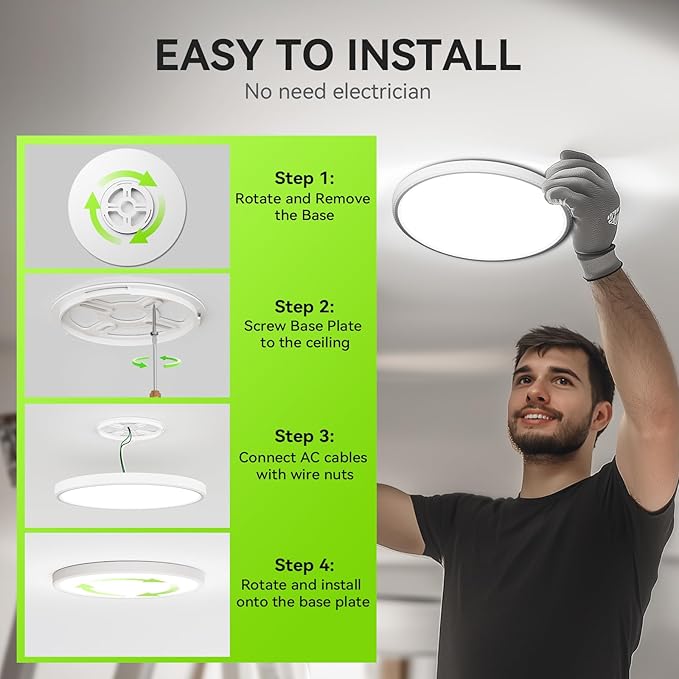 MODERN 28W 3200lm LED Flush Mount Ceiling Light, Super Slim 12 inch LED Ceiling Light, 5000K Daylight LED Ceiling Light for Bedroom, Living Room, Dining Room… (5000K-4 Pack(White))