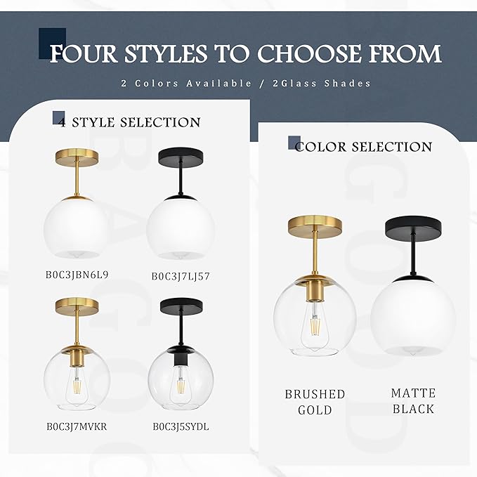 Black Semi Flush Mount Ceiling Light Fixture Milk Glass Light Fixture Mid Century Flush Mount Ceiling Light Black Flush Mount Ceiling Light Schoolhouse Light Fixture for Dining Room(Bulb Incl.)