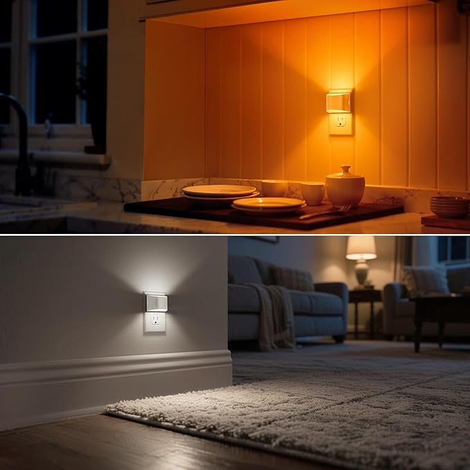 DORESshop LED Night Light[4 Pack], White Night Lights Plug into Wall, 3 Level Brightness Adjustable Plug in Night Light, Dusk to Dawn Sensor, Nightlights for Adults, Bedroom, Bathroom, Hallway, 3CCT