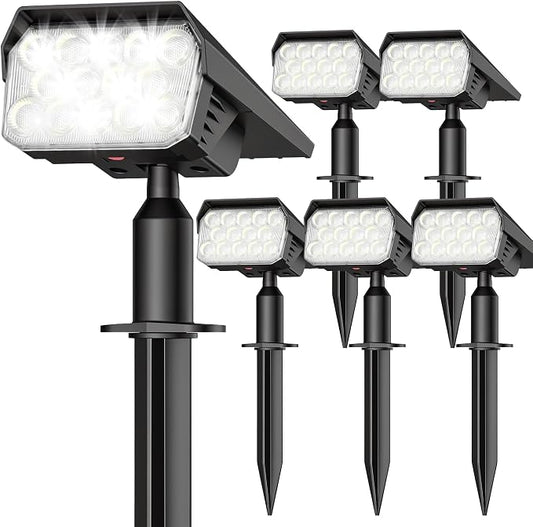Solar Lights Outdoor Waterproof IP65, 56 LED 3 Lighting Modes Solar Spot Lights Outdoor, Solar Powered Landscape Lighting for Yard Pathway Garden, 6 Pack (Cool White)