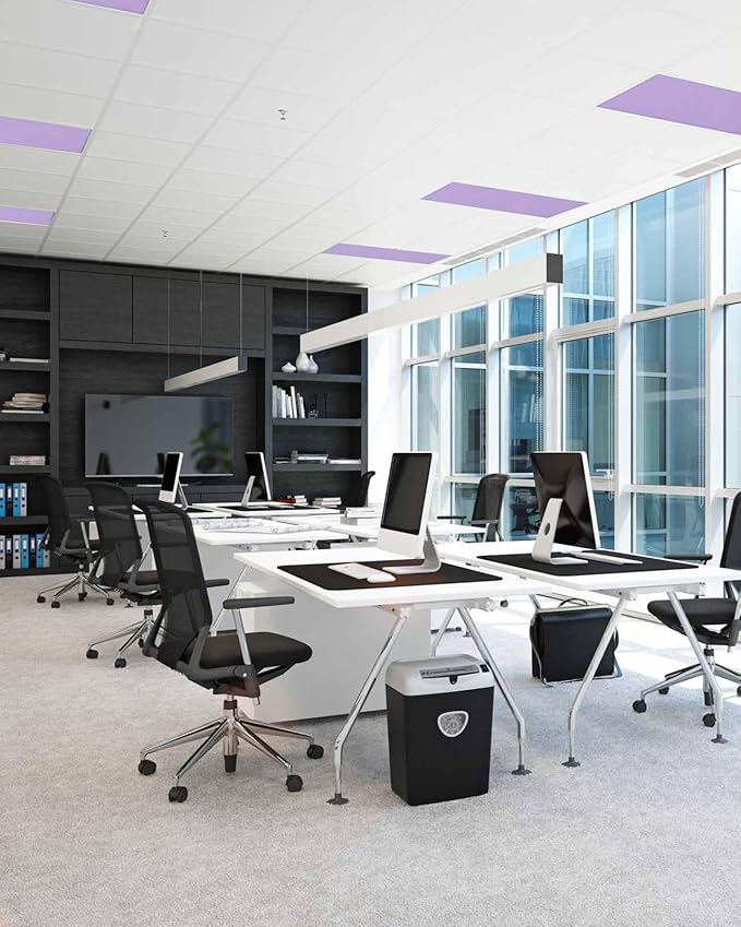 Magnetic Light Cover for Classroom Drop Ceiling,2 Pack 4x2 Ft Fluorescent Light Covers for Office Home Ceiling Light Lavender Purple Solid Color Lampshade