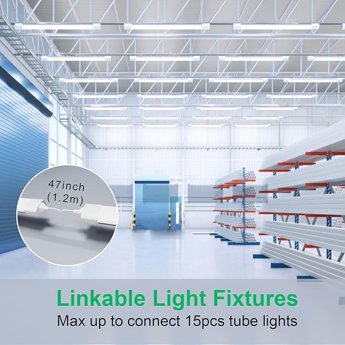 4FT Plug in Light 2PCS, Linkable Shop Lights for Garage, Bright Workbench Light with Cord, 5000K LED Light Bar for Workshop Kitchen Bedroom Bathroom Office Basement, 36W