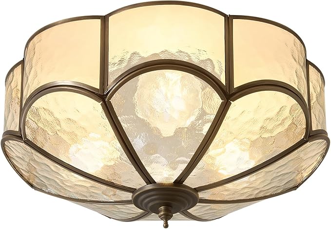 Vintage Black Glass Ceiling Light - Small 11.8 in Bronze Mid Century Flush Mount Lighting Fixtures - Art Deco Antique Modern Lamps for Hallway Bedroom Kitchen Entryway Farmhouse Bathroom Hall Laundry