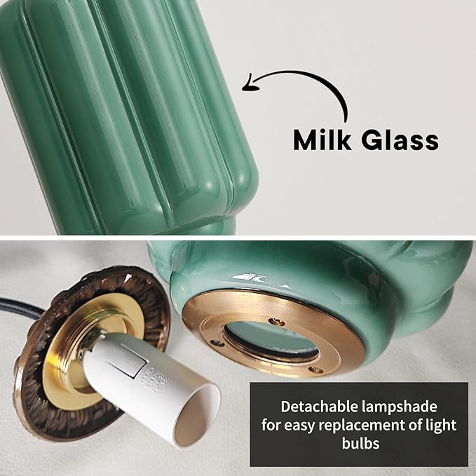 Green Milk Glass Ceiling Light Fixture,Milk Glass Pendant Light ,Semi Flush Mount Pendant Light Vintage Schoolhouse Ceiling Light for Kitchen Island, Living Room, Dining Room, Bedroom (Green, 5.7 In)