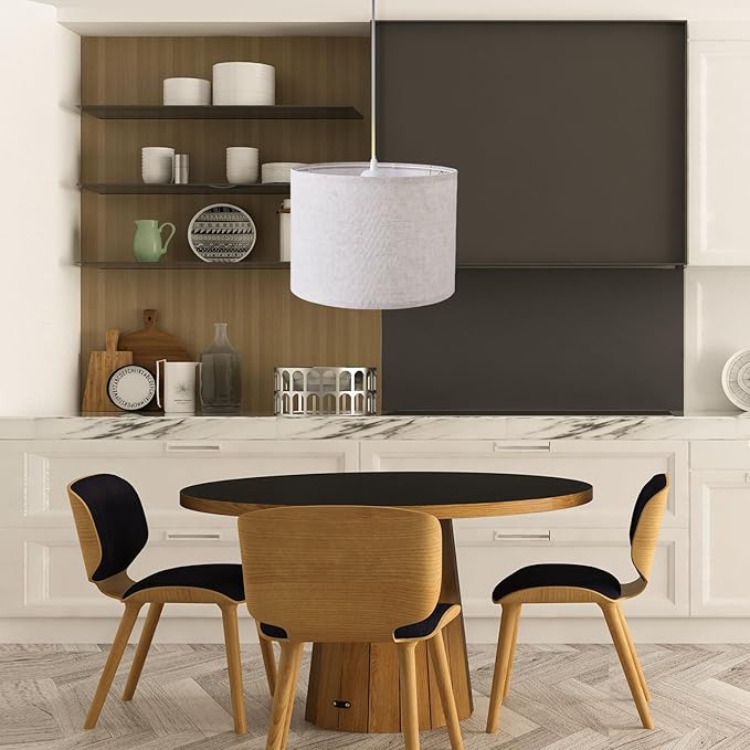 KUAUGST Plug in Pendant Light, 15 FT Hanging Lamp with Plug in Cord, On/Off Switch, Pendant Lighting with Fabric Shade, Hanging Light Fixture for Living Room, Bedroom, Dining Room, Kitchen