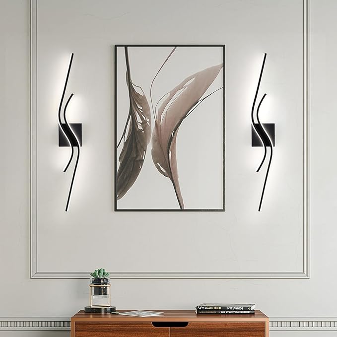 Modern LED Vanity Lights 31.5Inches Modern Bathroom Vanity Light 4000K Black Bathroom Light Fixtures Over Mirror Indoor Led Wall Sconce Lights for Living Room
