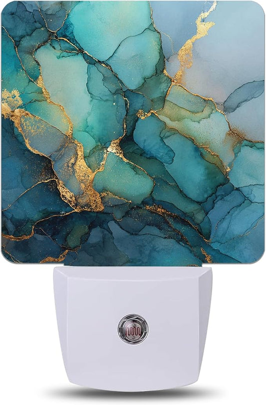 Green Marble Night Light, Plug-into Wall Nightlight Lamp with Dusk to Dawn Sensor, Led Lamp 0.5W Energy Efficient for Boys Girls Women Men Gifts, Home Decorative