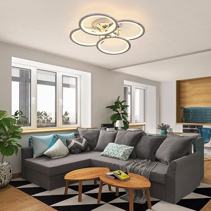 EIDISUNY Modern LED Ceiling Lights for Bedroom, Flush Mount Ceiling Light Fixtures, 45W Ceiling Lights with Remote Control&APP, Close to Ceiling Lamp for Bedroom Living Room Kitchen Office