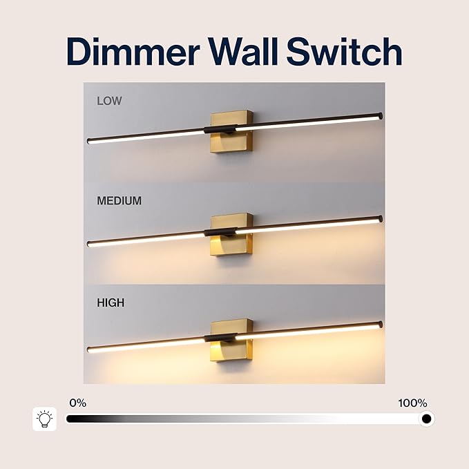 JONATHAN Y 32" Oil Rubbed Bronze/Brass Gold Modern Dimmable Integrated LED Wall Sconce, Minimalist Adjustable Metal Vanity Light for Bathroom Mirror, Bedroom, Hallway, 3000K, ETL Listed (JYL7040F)