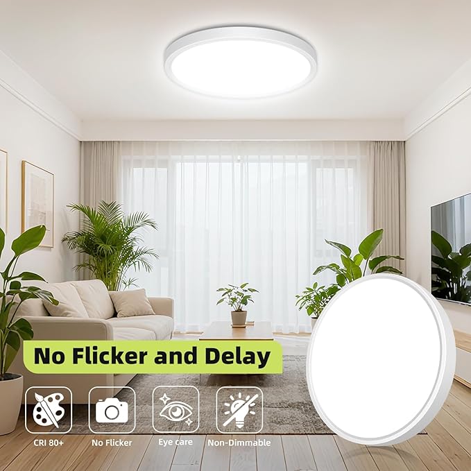 hepside LED Flush Mount Ceiling Light, 15Inch 30W LED Ceiling Lights Fixture,5 Color Temperatures in One,Ultra-Thin Flush Mount Light Fixture for Closet Bathroom Hallway Bedroom Laundry