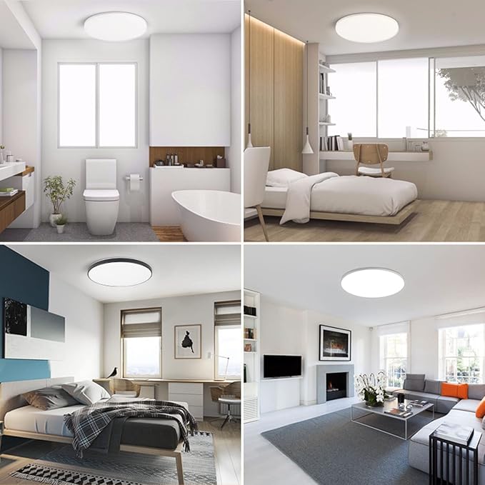 4Pack 12 Inch 3200LM Flush Mount LED Ceiling Lights,White 28W Slim Ceiling Light Fixture Round Day White 6000K Thin Round Flat Ceiling Light 120V Surface LED Ceiling Light 300W Equivalent