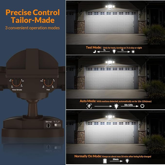 LEPOWER 1600LM LED Solar Security Lights Motion Outdoor, 5500K White Light, IP65 Waterproof Outside Flood Solar Light for Yard, Garage（Brown）