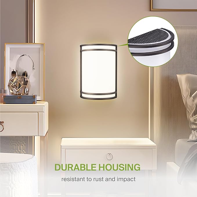 ASD LED Indoor Wall Mount Light Fixture - 10 Inch 15W Modern Interior Oil Rubbed Bronze Dimmable Wall Sconce Light - ETL 3000K 4000K 5000K Adjustable - Hallway, Bedroom LED Wall Lights, 4 Pack