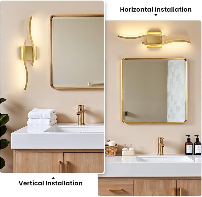WOSHITU Gold Battery Operated Wall Sconces: 23.6 Inch Rechargeable Wall Sconce Set of 2 with Remote Control 3CCT Dimmable Wall Light Modern Cordless Wall Lamp for Bedroom Living Room Hallway Bathroom
