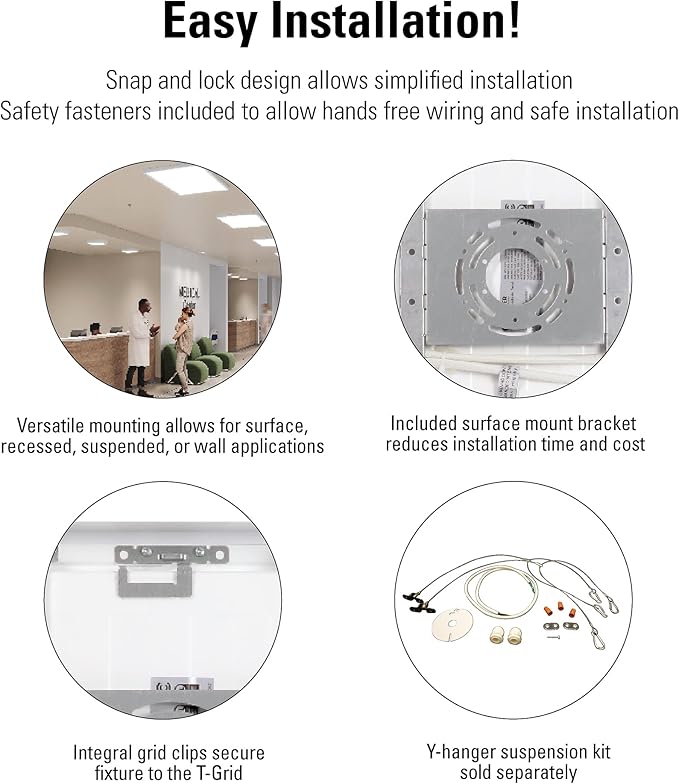Metalux MMS Multi-Mount 1x2 LED Panel Ceiling Light with 5 CCT and Lumen Select, 0-10V Dimming, Surface Mount, Recessed, Suspended, Wall Mount, 90 CRI - 12MMS-L3C5-UNV
