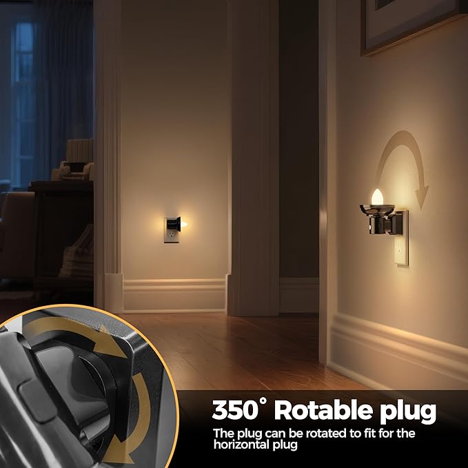 DORESshop LED Night Light[2 Pack], Night Lights Plug into Wall, 3 Level Brightness Adjustable Plug in Night Light, Dusk to Dawn Sensor Nightlights for Adults