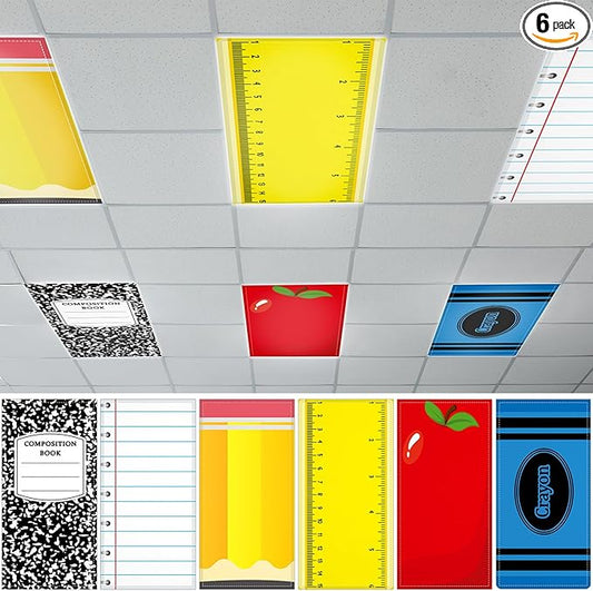 QOUBAI 6PCS Fluorescent Light Covers, 4x2 Feet Magnetic Light Cover Fluorescent Lights Shade Panel Positive Inspirational Ceiling Lights Filters for Office Classroom Home Drop Ceiling Everyone Spots