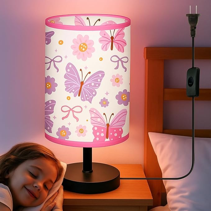 Glooglitter Butterfly Table Lamp 3 Colors Dimmable Lights Butterfly Room Bedroom Decor 9.72 x 5.12 Inch Pink Night Light Bedside Lamps Decoration for Bedroom Desk Birthday Gifts Home Decor