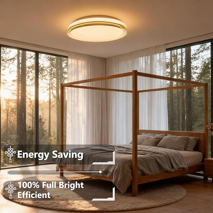 OOWOLF Flush Mount LED Ceiling Light Fixture, 2700K-6500K Super Bright 40W 4000LM 15.75 Inch Dimmable Warm/White Light Kitchen Light Modern Ceiling Lamp for Bedroom Bathroom, Chandeliers with Remote