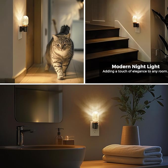 L LOHAS LED Night Lights Plug into Wall, Plug in Night Light with Light Sensor, Dimmable Night Light, 3000K LED Nightlight, Wall Sconce-Style Design Nightlight for Bedroom Bathroom Hallway, 1-Pack