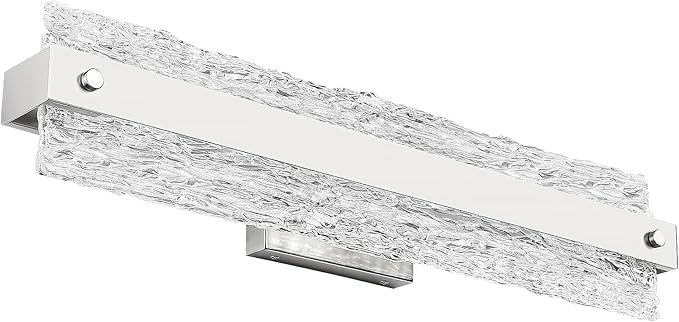 Brushed Nickel LED Bathroom Vanity Light, 24.4 Inch 15W Modern Dimmable Bathroom Light Fixture Over Mirror, Crystal Bar Wall Sconce Lighting for Bath, 3CCT, OS-MM5001-3BN