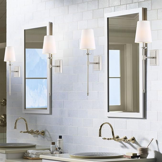 Kira Home Torche 20" Wall Sconce/Wall Light + Linen Shade, Brushed Nickel Finish