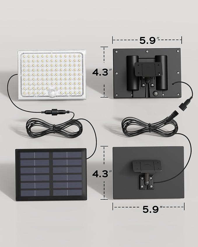 JACKYLED Motion Sensor Flood Lights, 113 LED Cool White Solar Lights for Outside, Dusk to Dawn IP65 Waterproof LED Outdoor Solar Powered Security Spot Lights for Porch Patio Garage (4 Pack)