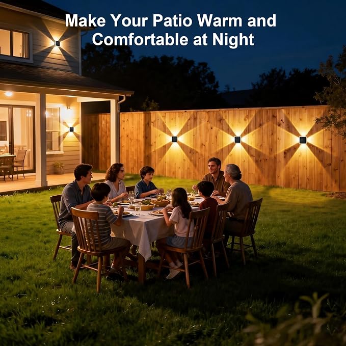 AUDLES Solar Fence Lights Outdoor, New 4-Sided Lighting Wall Lights Solar Powered with 3 Modes 3000K 4000K 6000K, IP65 Waterproof Solar Light for Patio Pathway Deck Backyard Decor-12 Pack