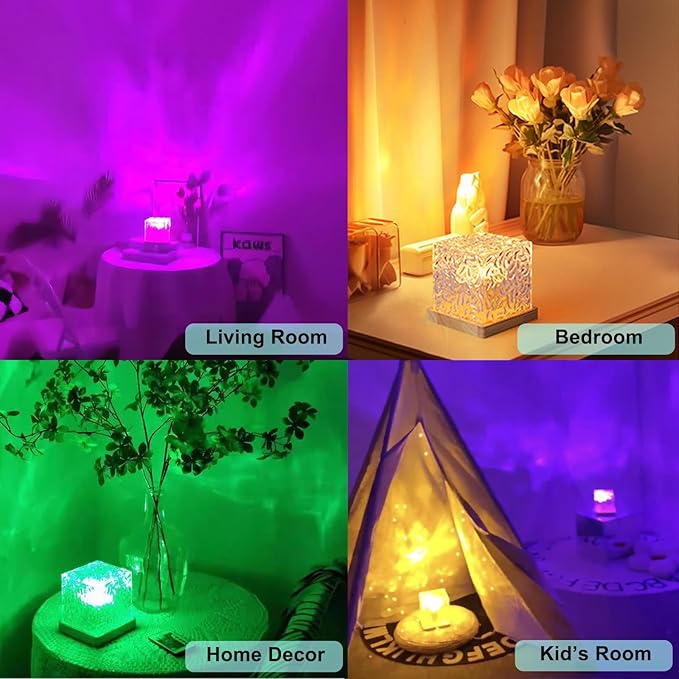 2Pack Aurora Ocean Wave Lights Projector,16 Colors 4 Modes Northern Lights Dimmable Ambient Mood Lighting for Shower,Crystal Color Changing Night Light for Bedroom Playroom Bathroom (Large)