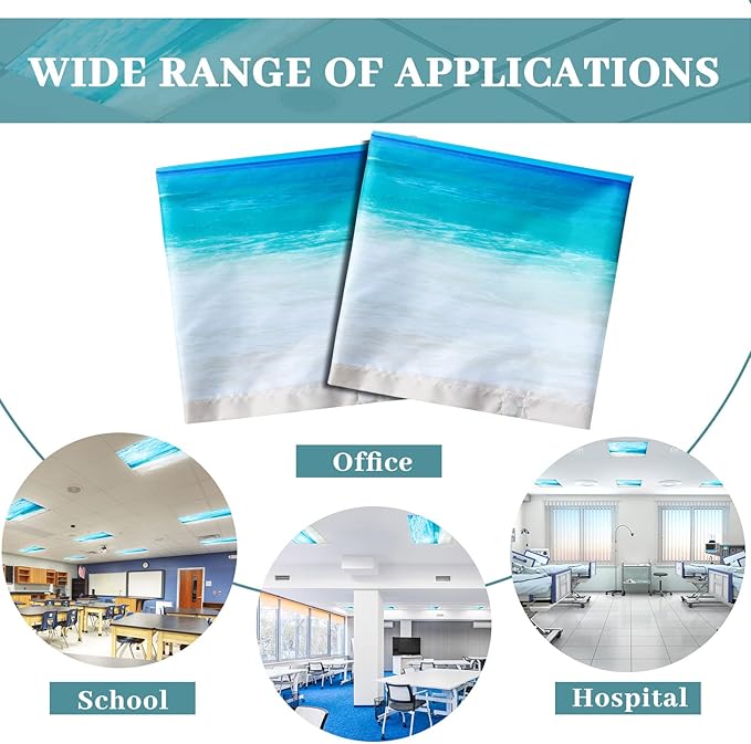 Hortsun 12 Pcs Fluorescent Light Covers Bulk, 4 x 2 ft Magnetic Fluorescent Drop Ceiling Lighting Covers Light Filter Shade for Home, Office, Hospital, School Classroom Decoration(Beach in Sunny Day)