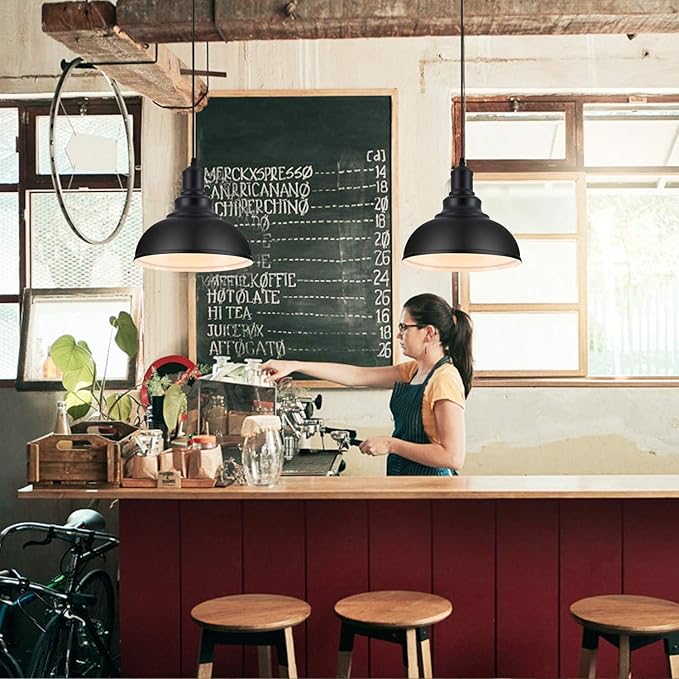 3PCS Pendant Lighting, Vintage Industrial Fixtures, Black Metal Chandelier Lights, Ceiling Lamp for Kitchen Home Island Dining Room Bedroom, 11.4 inches