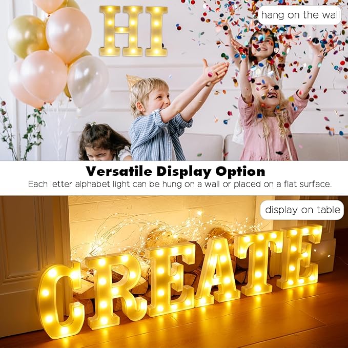 DyingSwan Small Led Marquee Letters, Light Up Letters, 8.58 Inch Led Letter Lights, Battery Powered Lighted Sign for Table, Party, Birthday, Christmas Decor (Letter I)