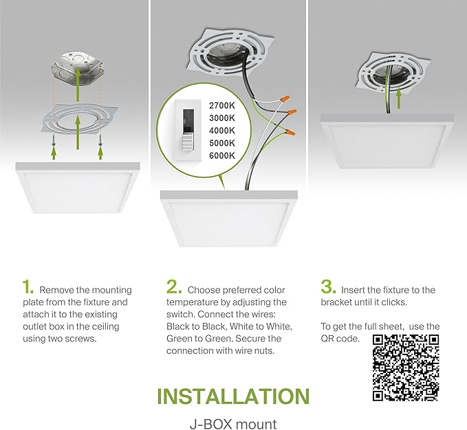 ASD LED 12" Square Flush Mount Ceiling Light Fixture, Low Profile Surface Lighting | 5CCT, Dimmable, Ultra-Thin, ETL Listed | 24W 1700LM 2700-6000K 120V | Kitchen, Bedroom Lamp | White, 12 Pack