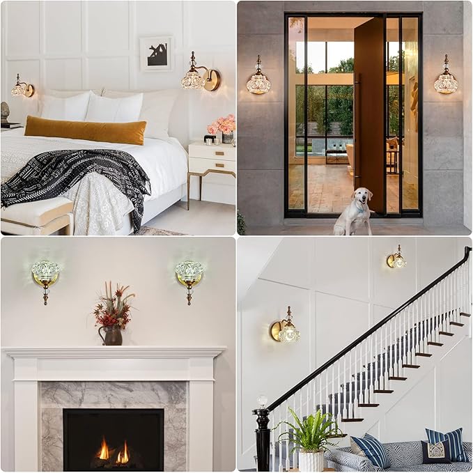 2-Pack 4.7 inch Wall Sconces Brass Bathroom Wall Light Fixtures, Spray Painting Process Modern Durable Vanity Lights for Bathroom Bedroom Living Room